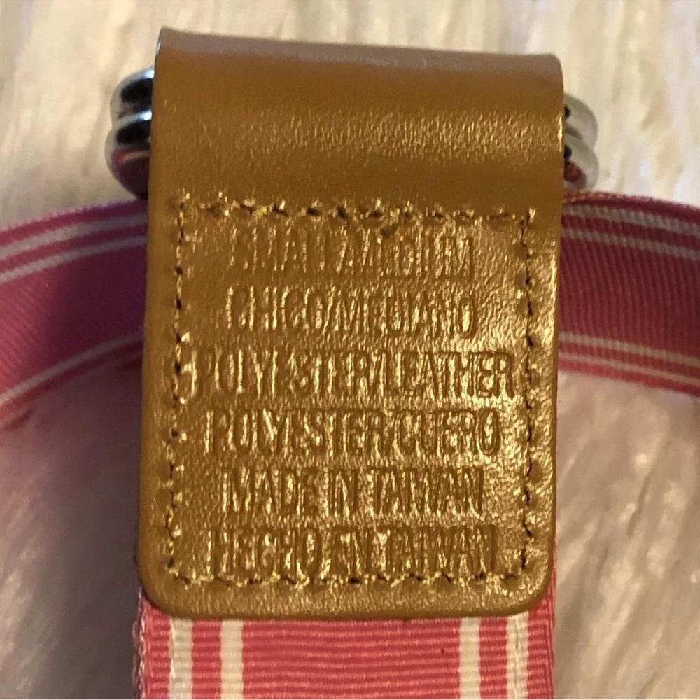 Pink and Tan Belt with Double D Ring Buckle like New